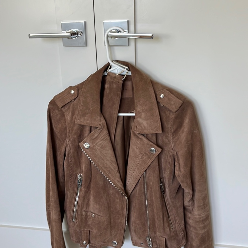 BlankNYC suede Moto jacket, brown, size S